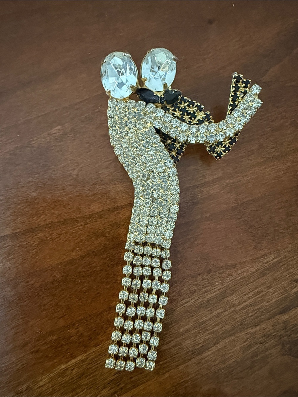 Gold Toned Dancer Silhouette Fringe Brooch